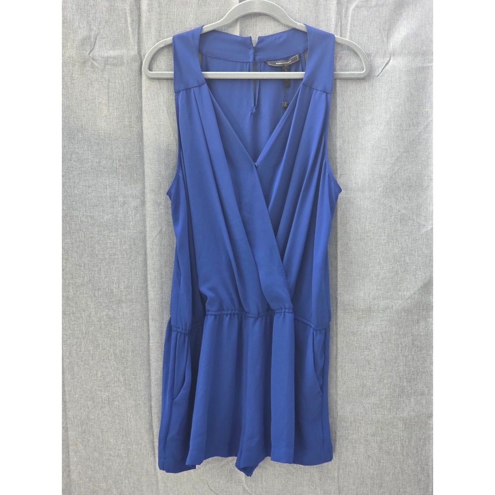 BCBGMAXAZRIA Thalia Royal Blue Surplice V-Neck Sleeveless Romper WQR9B547-4M5 L